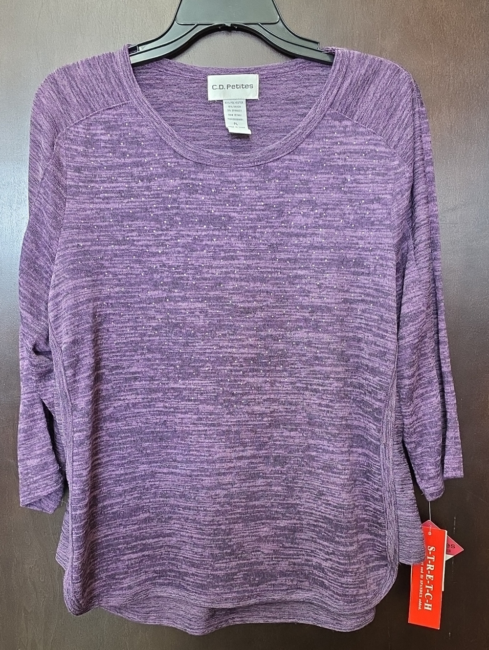 NWT C D. Petites Purple Knit Long Sleeve Top